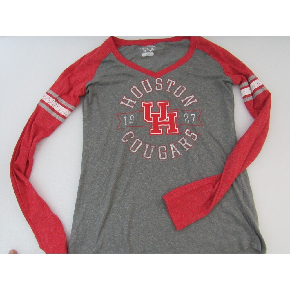 HOUSTON Cougars Vintage Look Long Sleeve Gray‎ Jersey SHIRT Women's Size:S